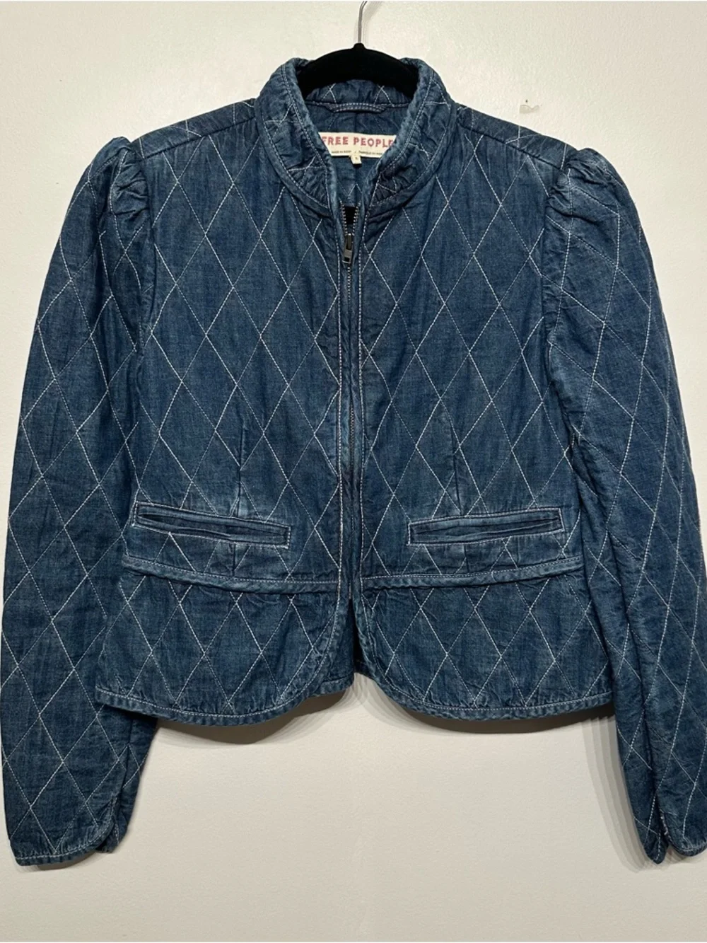 NEW Free People Peggy Quilted Denim Jacket Small - Picture 5 of 10